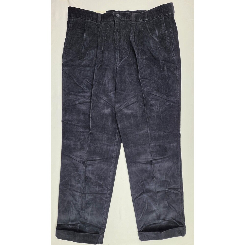 Dockers Relaxed Fit Navy Corduroy Pants 36x30 NWT Pleated Cuffed 100% Cotton